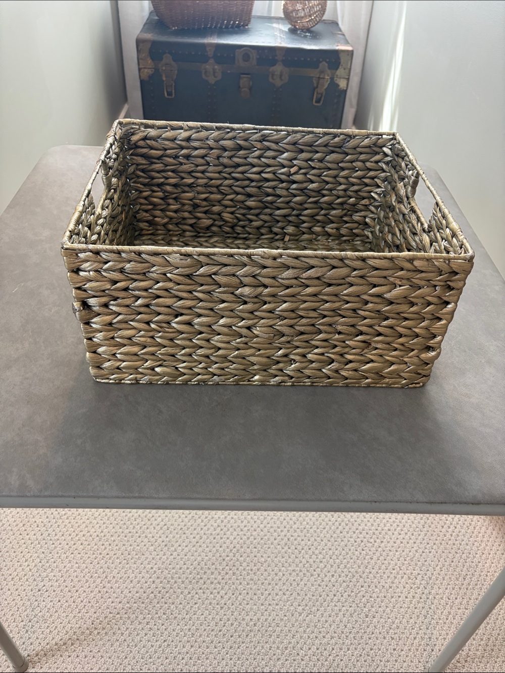 Gold Woven Seagrass Storage Basket